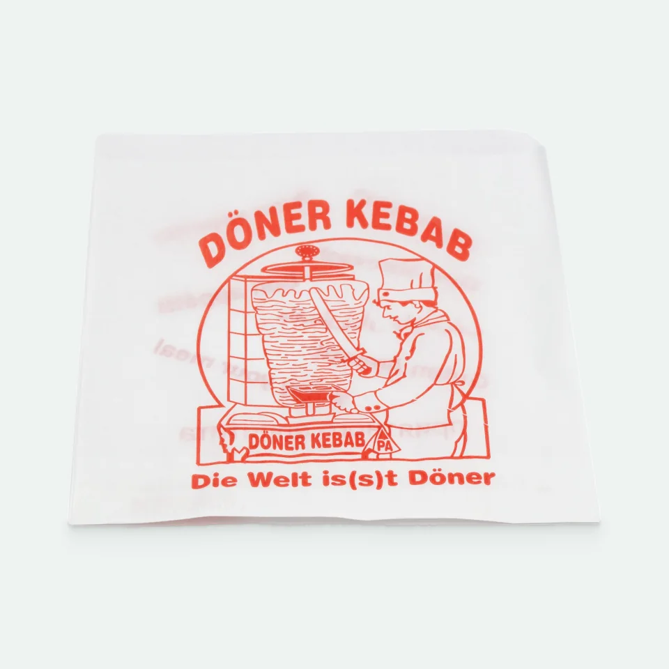 Sacchetto per doner kebab personalizzato in carta antigrasso bianca: Altra vista